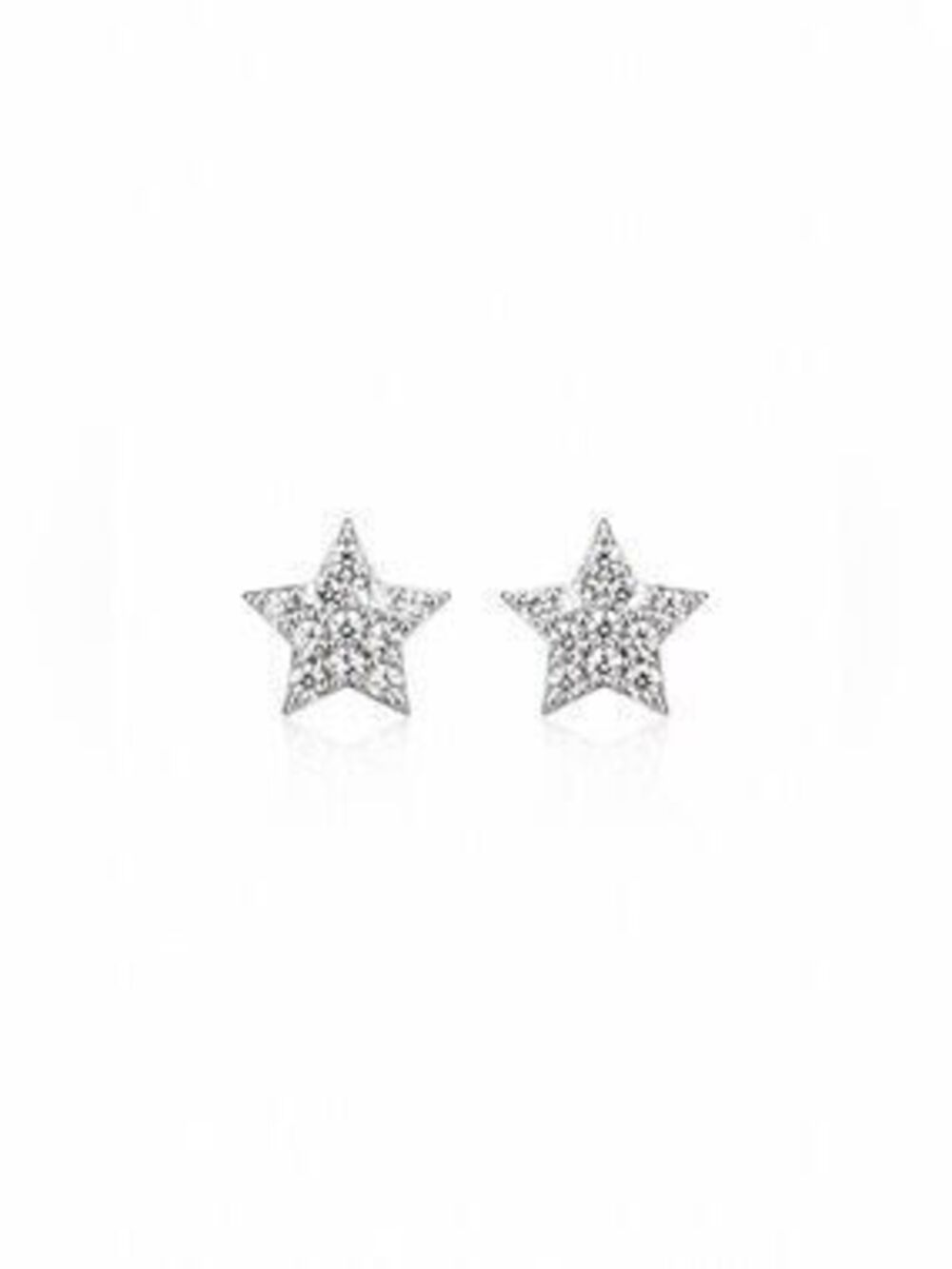 Delicate Silver Star Stud Earrings - Sparkling Clear Crystal